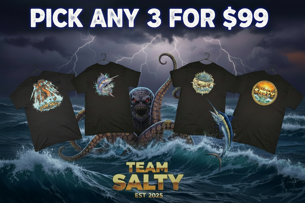 Pick Any 3 Salty Shirt Bundle - epic stormy ocean scene